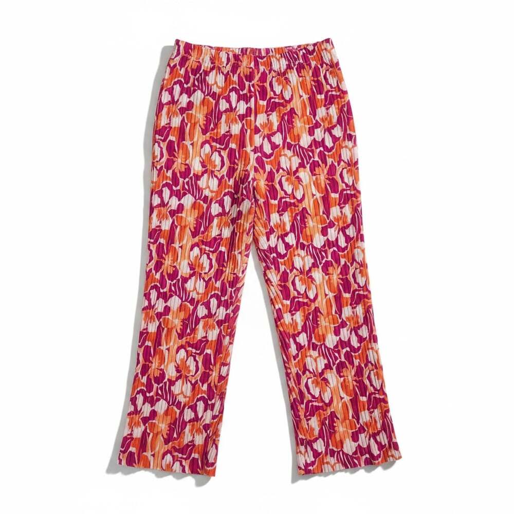 Sabrina Lauren Floral Pleated Wide Leg Pants Size L